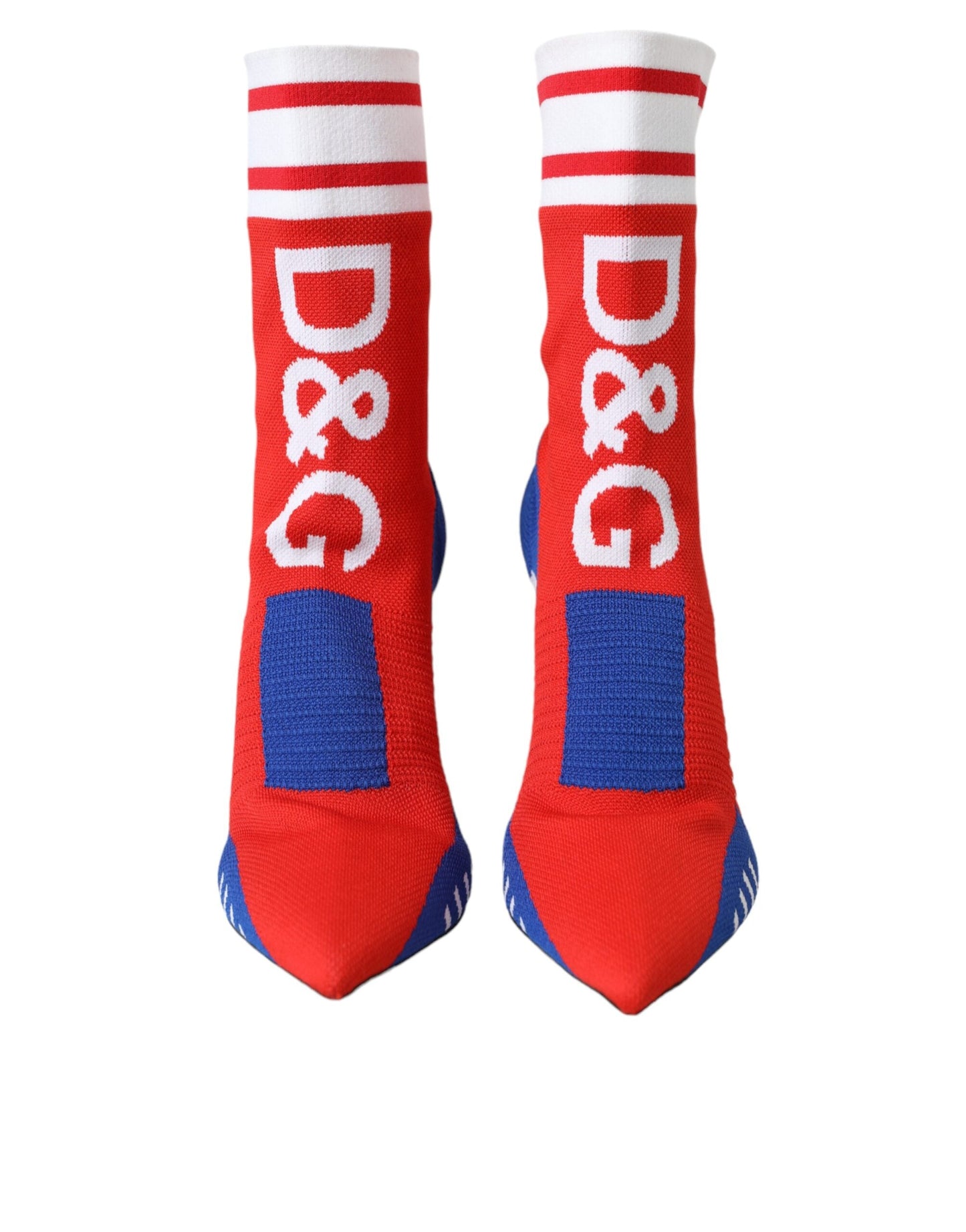 Dolce & Gabbana Red Blue Stretch Sock Style Ankle Boots Logo Shoes - EU36.5/US6