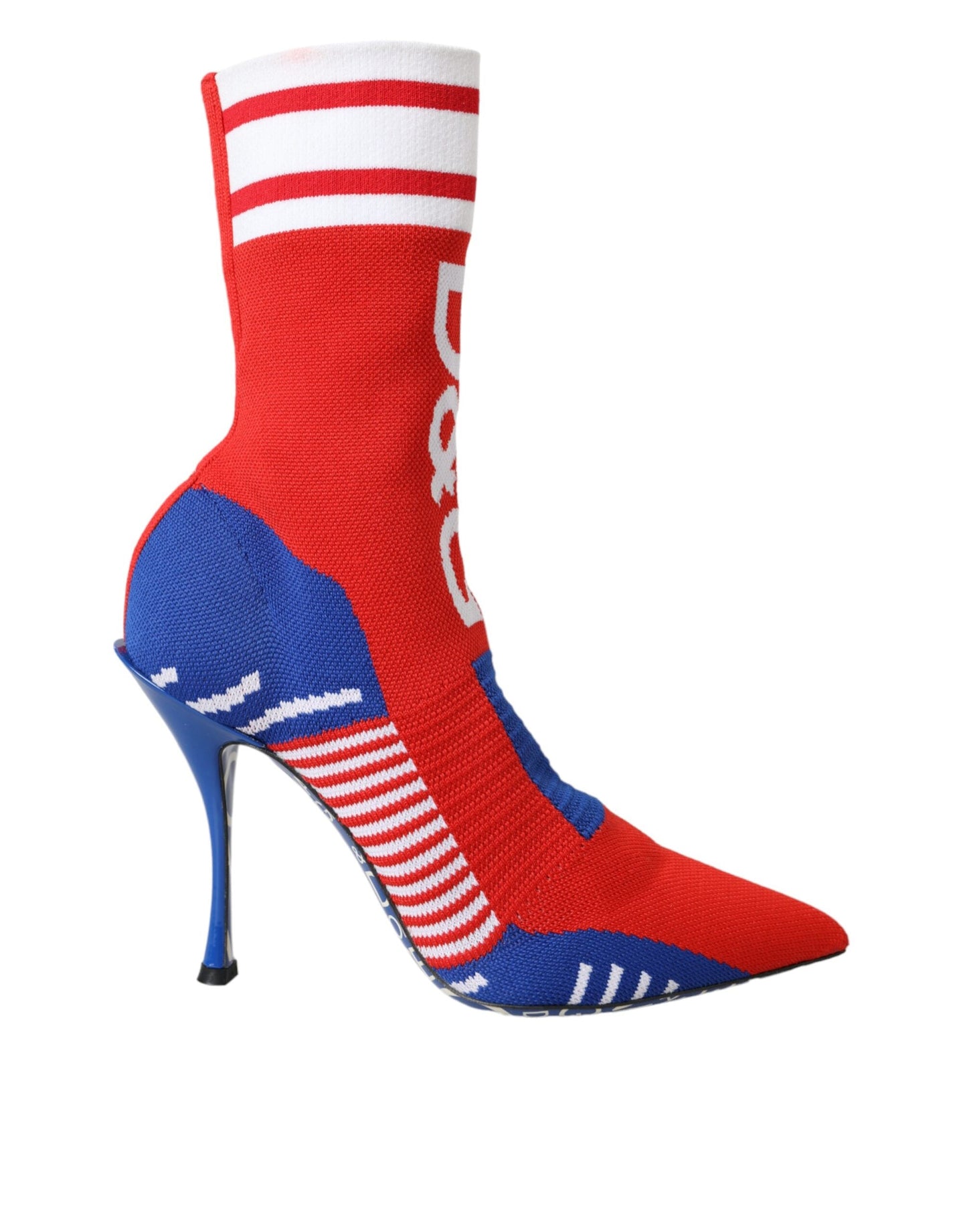 Dolce & Gabbana Red Blue Stretch Sock Style Ankle Boots Logo Shoes - EU36.5/US6