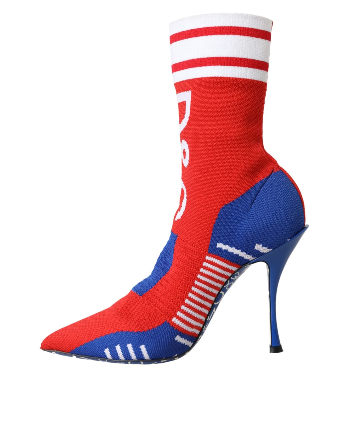 Dolce & Gabbana Red Blue Stretch Sock Style Ankle Boots Logo Shoes - EU36.5/US6