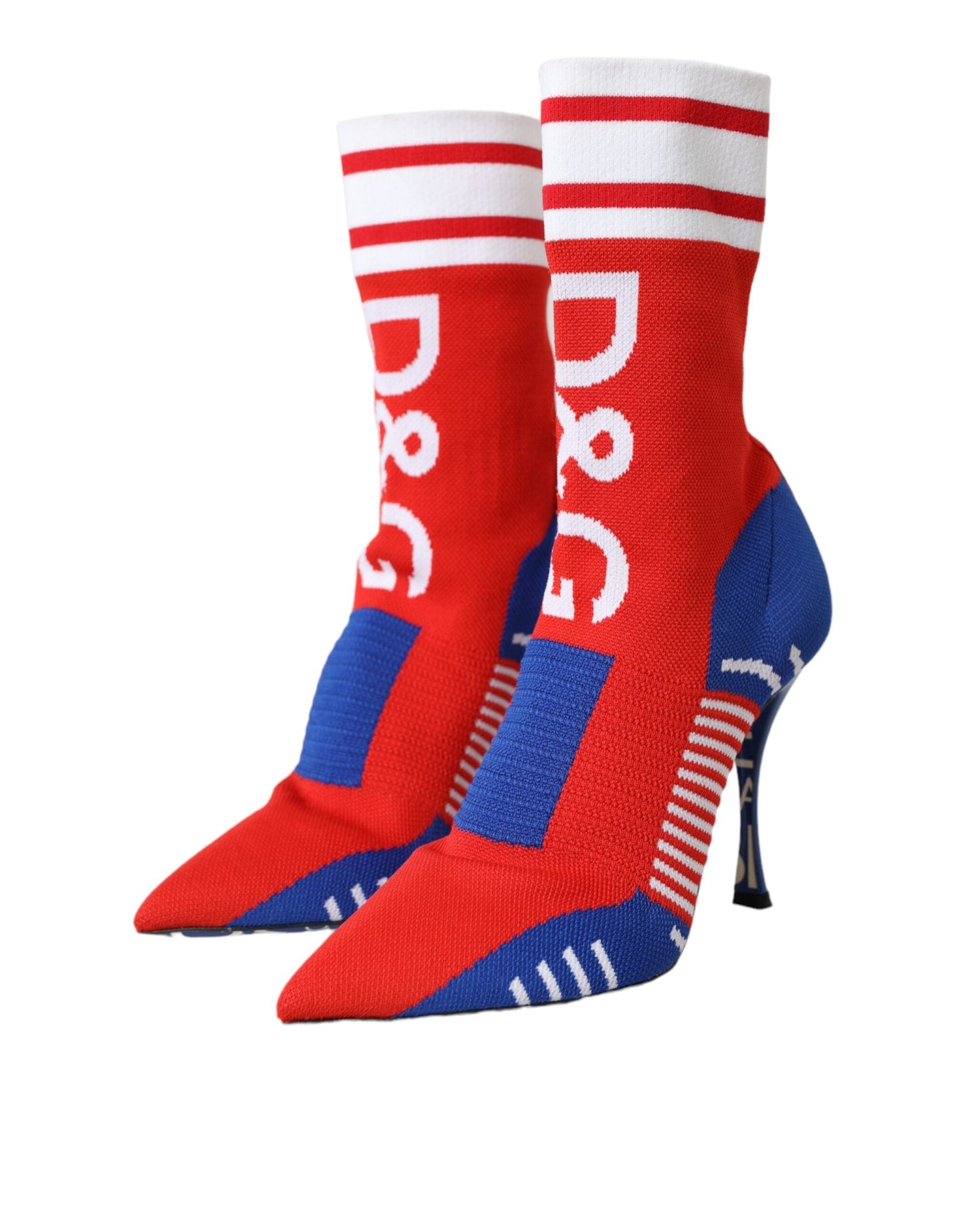 Dolce & Gabbana Red Blue Stretch Sock Style Ankle Boots Logo Shoes - EU36.5/US6