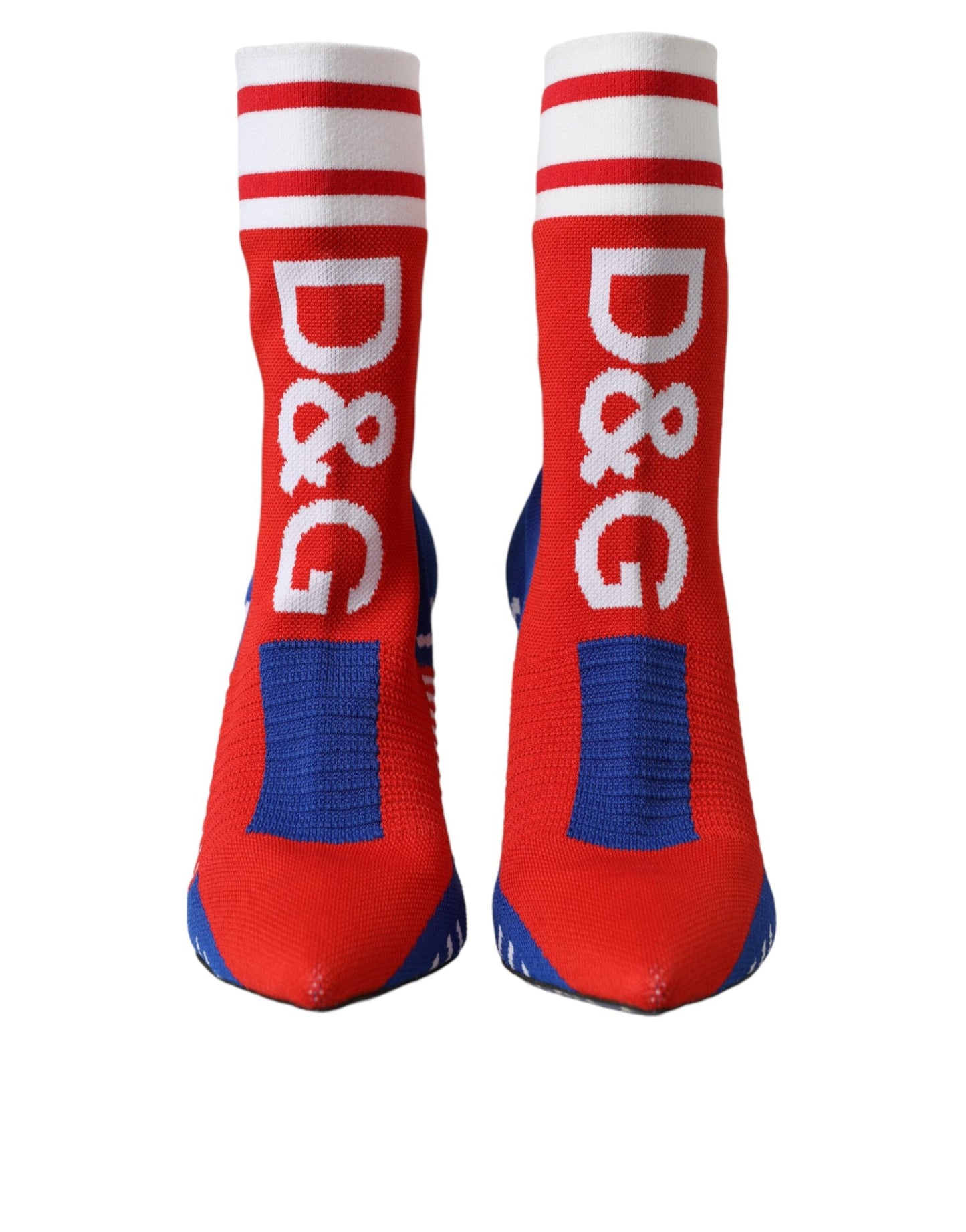 Dolce & Gabbana Red Blue Stretch Sock Style Short Boots Logo Shoes - EU37/US6.5