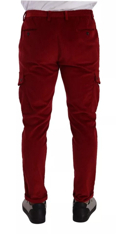 Dolce & Gabbana Red Corduroy Cotton Cargo Skinny Pants - IT48 | M