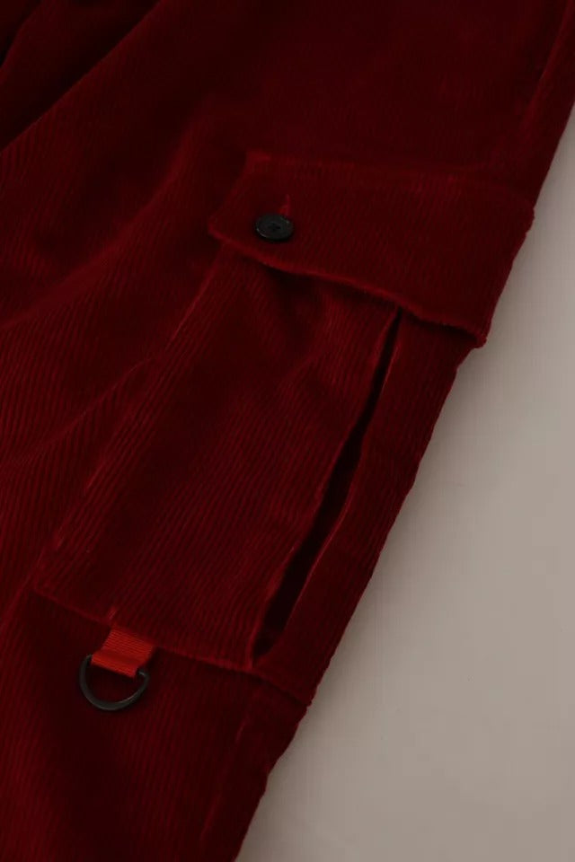 Dolce & Gabbana Red Corduroy Cotton Cargo Skinny Pants - IT48 | M