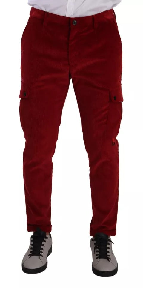 Dolce & Gabbana Red Corduroy Cotton Cargo Skinny Pants - IT48 | M