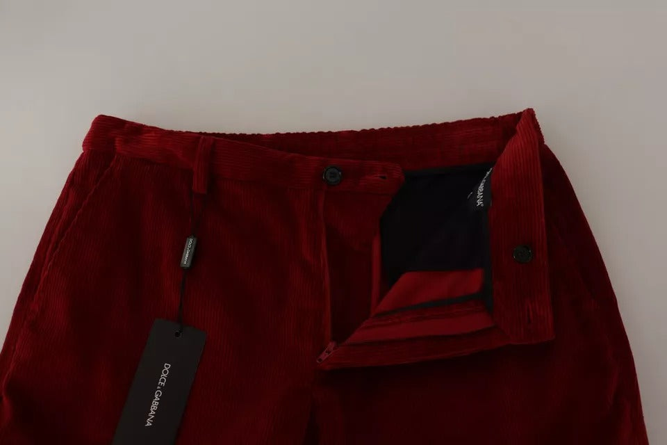 Dolce & Gabbana Red Corduroy Cotton Cargo Skinny Pants - IT48 | M