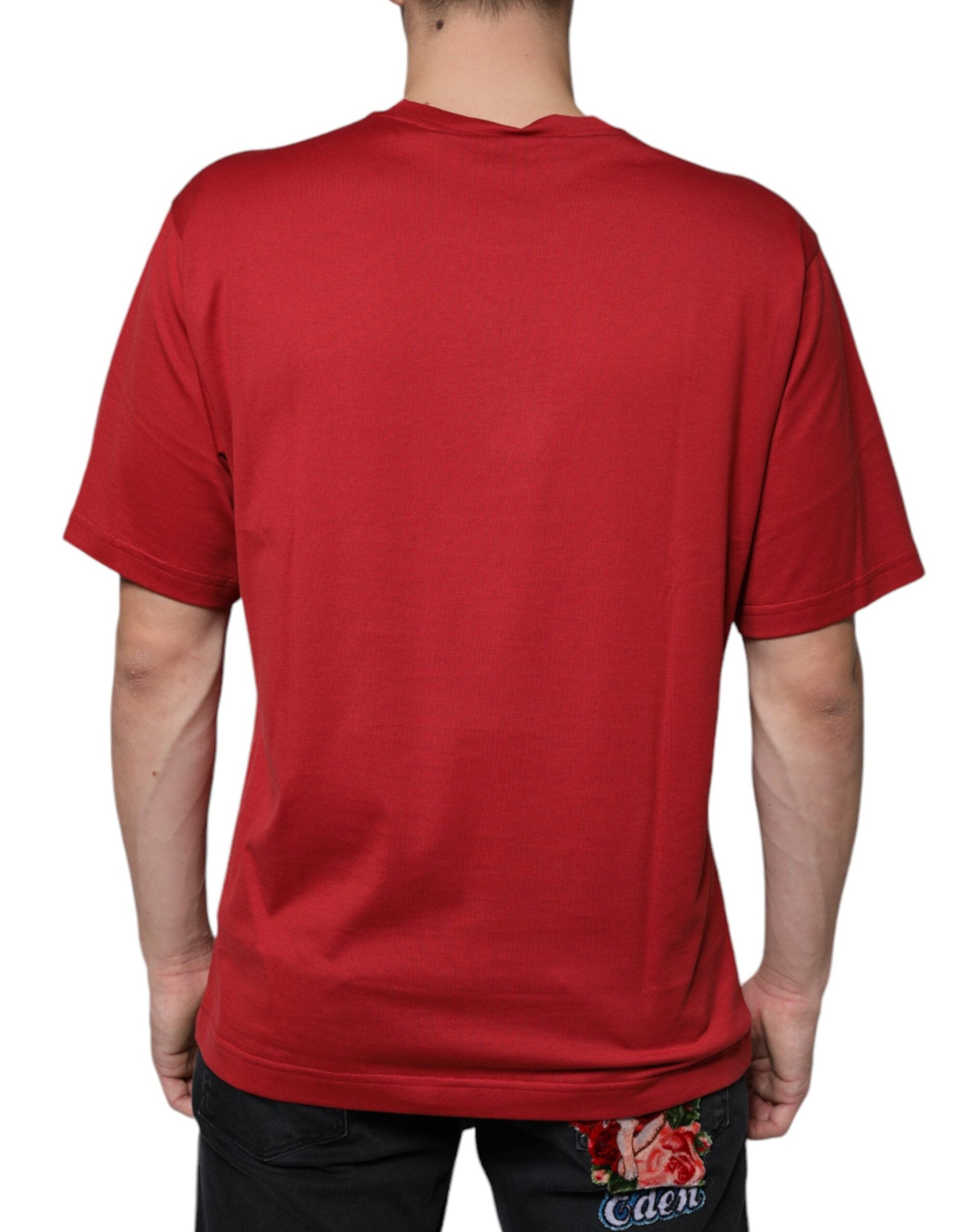 Dolce & Gabbana Red Cotton DG Logo Print Crew Neck T-shirt - IT46 | S