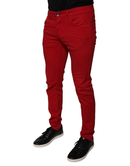 Dolce & Gabbana Red Crown Logo Cotton Skinny Denim Jeans - IT48 | M