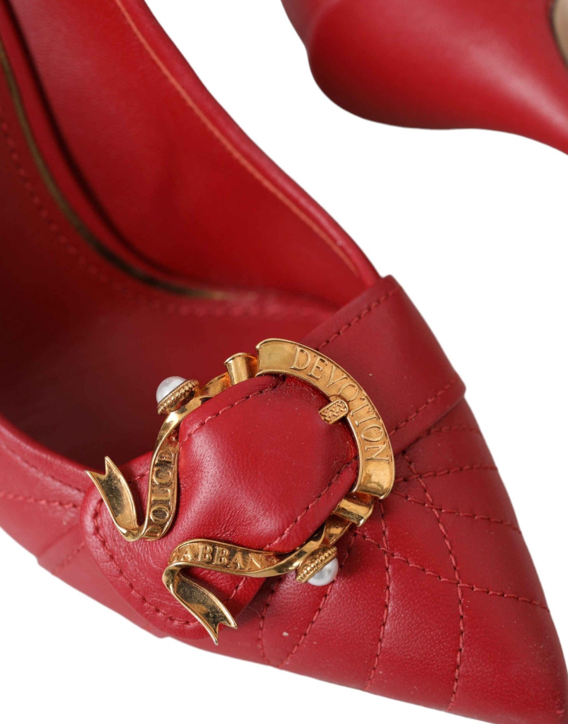 Dolce & Gabbana Red Devotion Leather Heels Pumps Shoes - EU36/US5.5