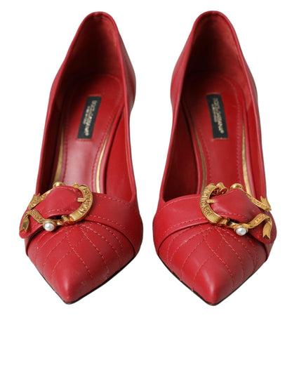 Dolce & Gabbana Red Devotion Leather Heels Pumps Shoes - EU36/US5.5