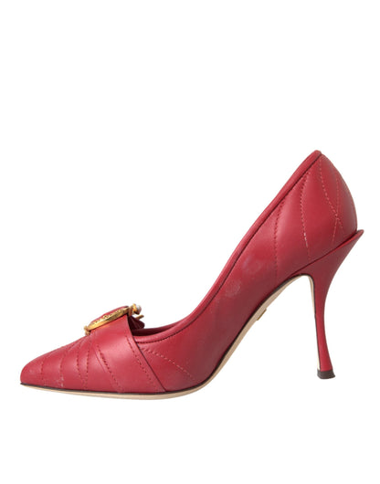 Dolce & Gabbana Red Devotion Leather Heels Pumps Shoes - EU36/US5.5