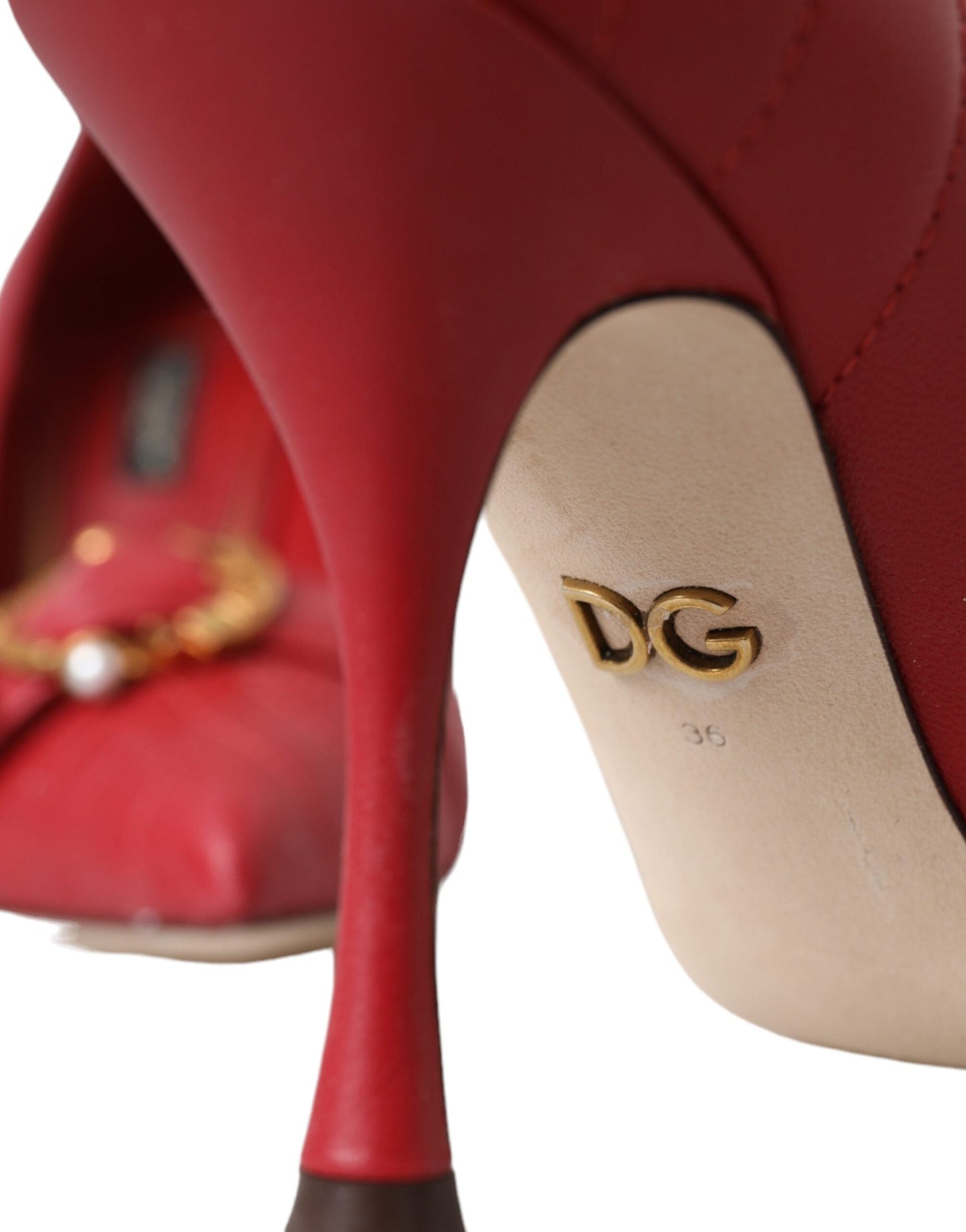 Dolce & Gabbana Red Devotion Leather Heels Pumps Shoes - EU36/US5.5