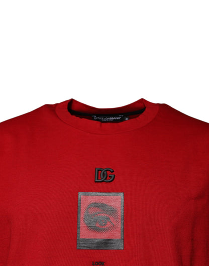 Dolce & Gabbana Red DG Eye Cotton Crew Neck T-shirt