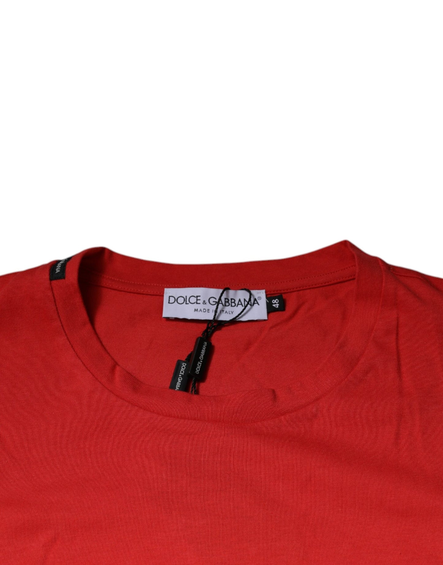 Dolce & Gabbana Red DG Logo Cotton Crew Neck T-shirt - IT46 | S