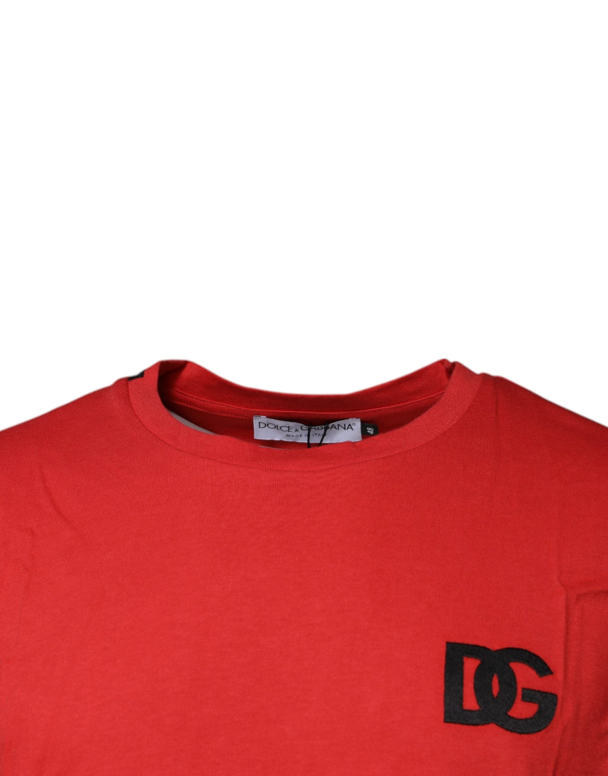 Dolce & Gabbana Red DG Logo Cotton Crew Neck T-shirt - IT46 | S