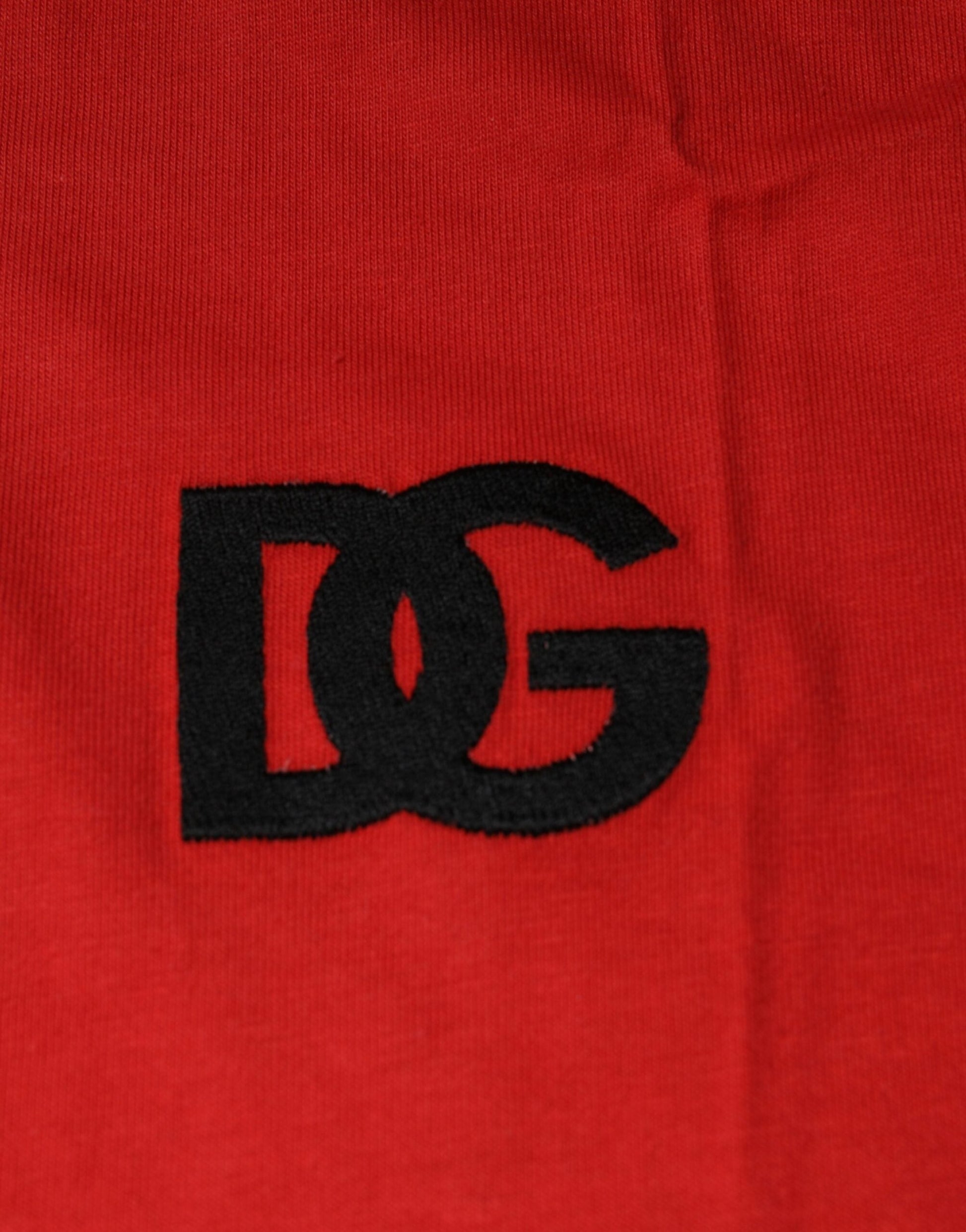 Dolce & Gabbana Red DG Logo Cotton Crew Neck T-shirt - IT46 | S