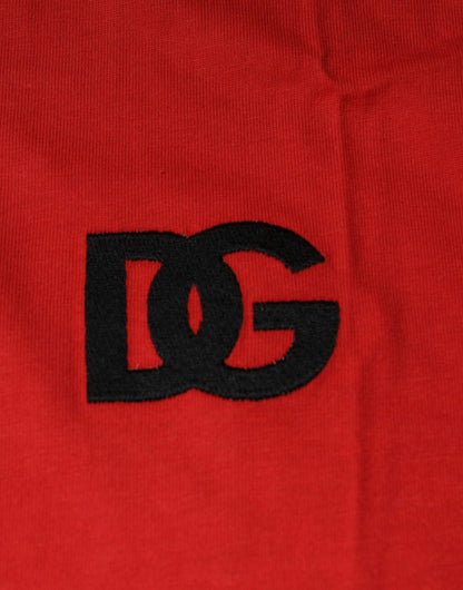 Dolce & Gabbana Red DG Logo Cotton Crew Neck T-shirt - IT46 | S