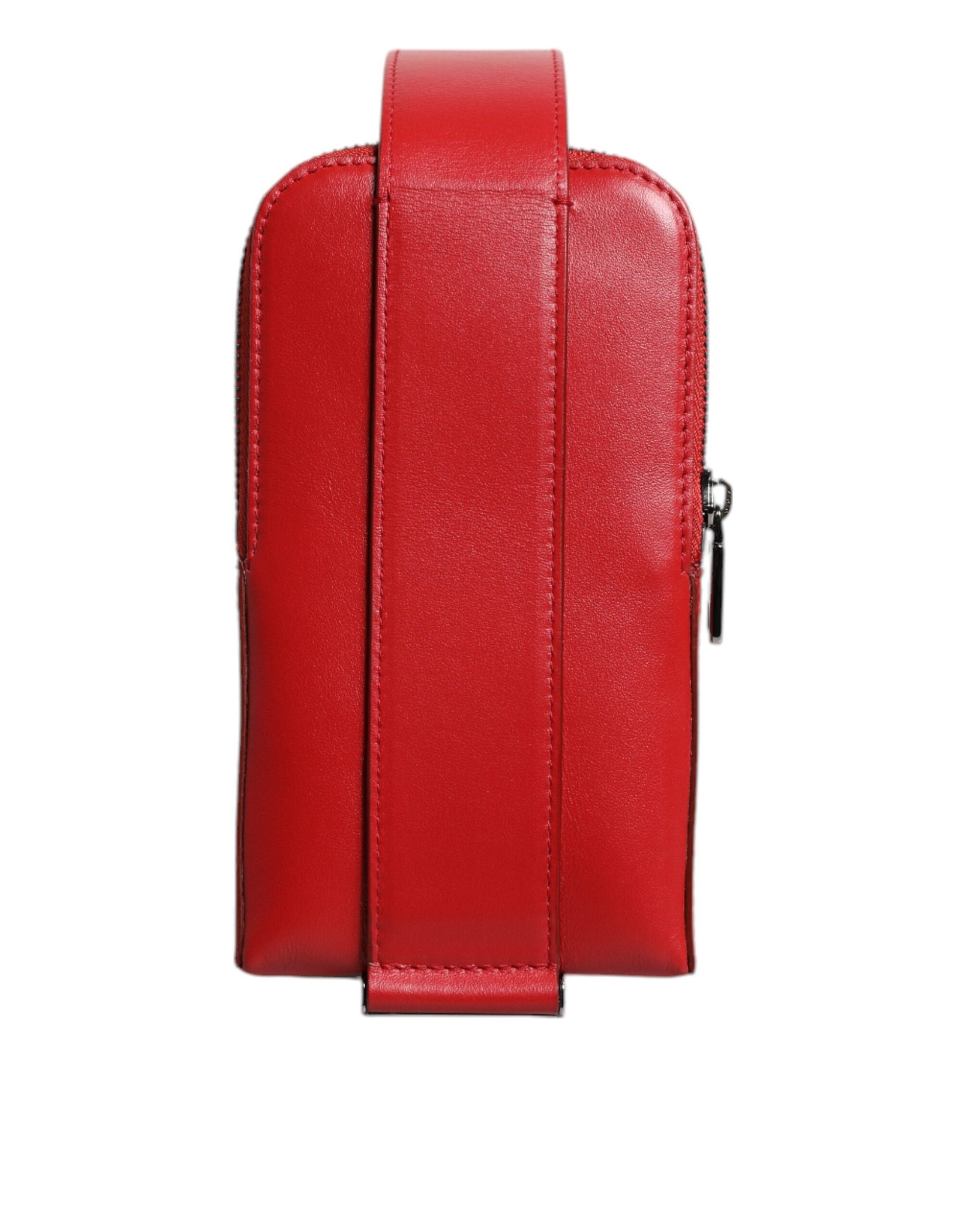 Dolce & Gabbana Red Leather Logo Zip Around Card Holder Wide Strap Wallet (Copy)