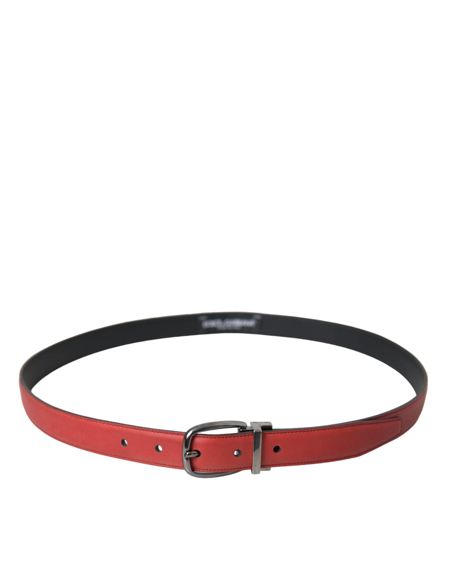 Dolce & Gabbana Red Leather Silver Metal Buckle Belt Men - 95 cm / 38 Inches