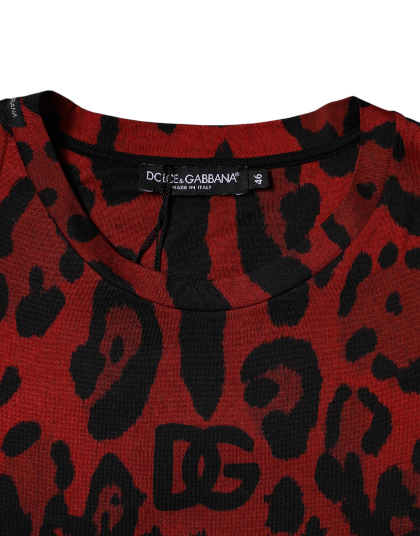 Dolce & Gabbana Red Leopard Cotton Short Sleeves T-shirt - IT46 | S