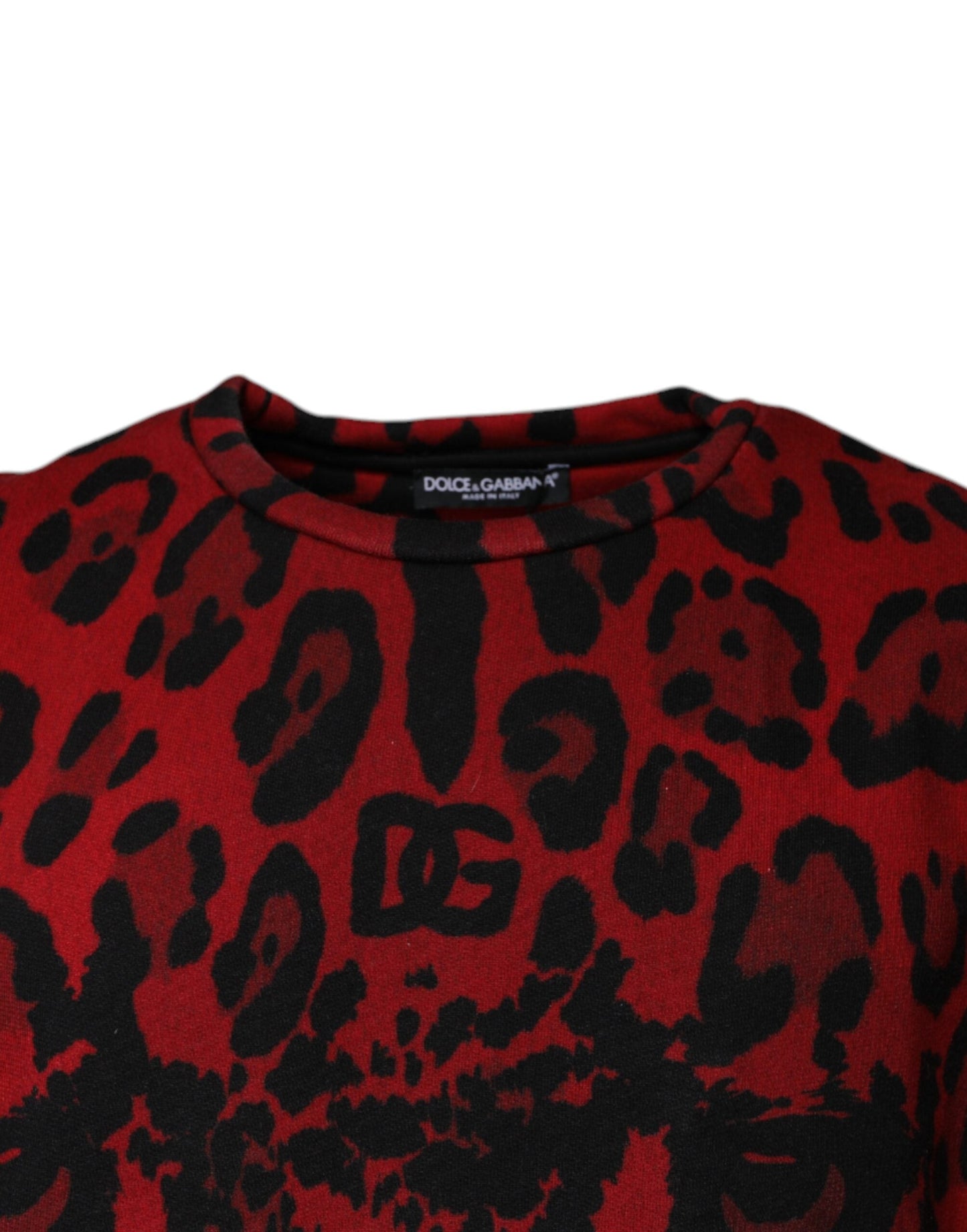 Dolce & Gabbana Red Leopard Print Cotton Sleeveless T-shirt - IT52 | XL