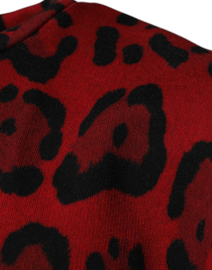 Dolce & Gabbana Red Leopard Print Cotton Sleeveless T-shirt - IT52 | XL