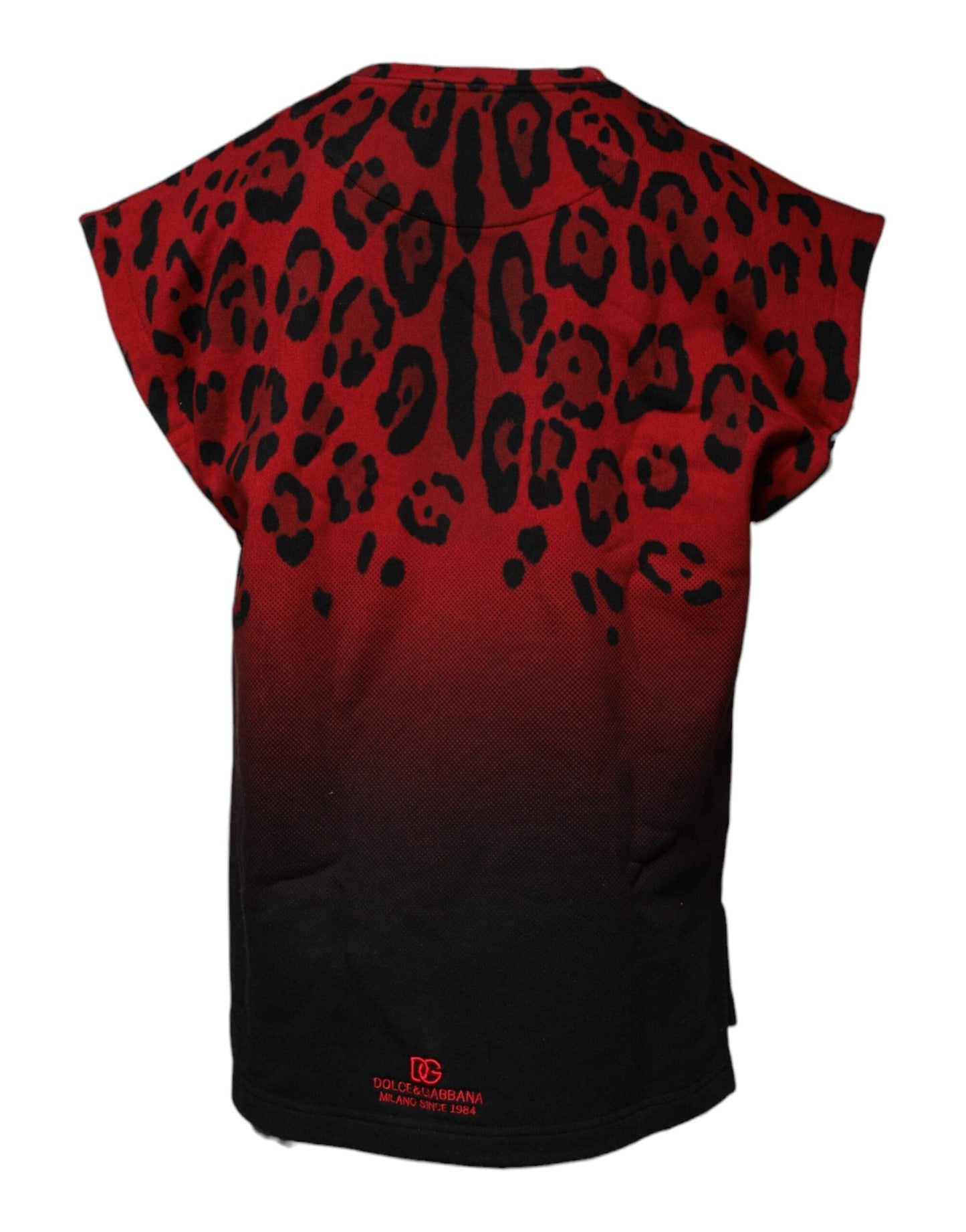 Dolce & Gabbana Red Leopard Print Cotton Sleeveless T-shirt - IT52 | XL