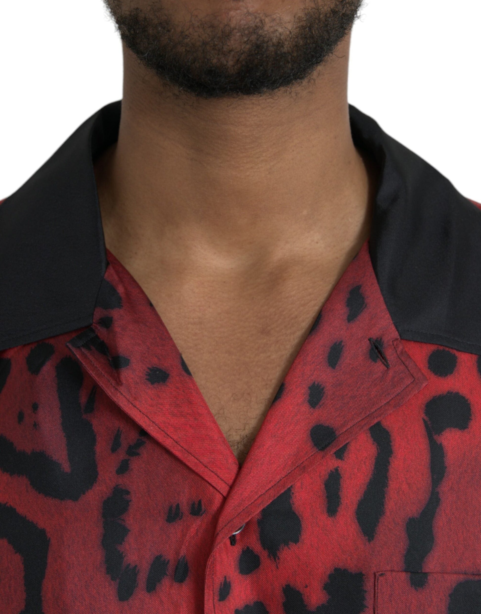 Dolce & Gabbana Red Leopard Silk Button Down Casual Shirt - IT40 | M