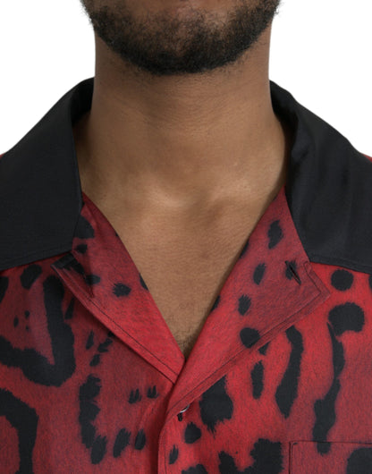 Dolce & Gabbana Red Leopard Silk Button Down Casual Shirt - IT40 | M