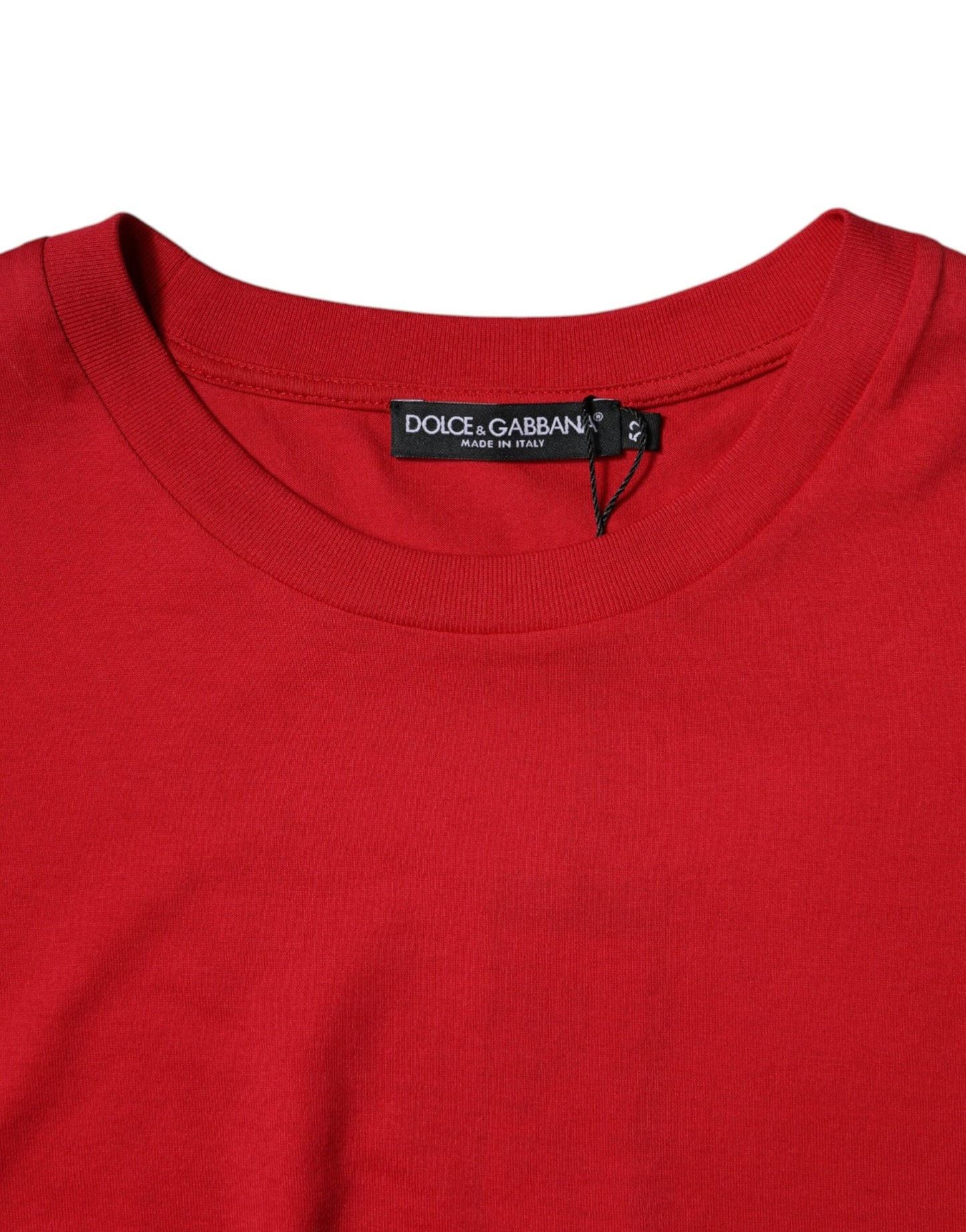 Dolce & Gabbana Red Logo Print Cropped Crew Neck T-shirt - IT52 | XL