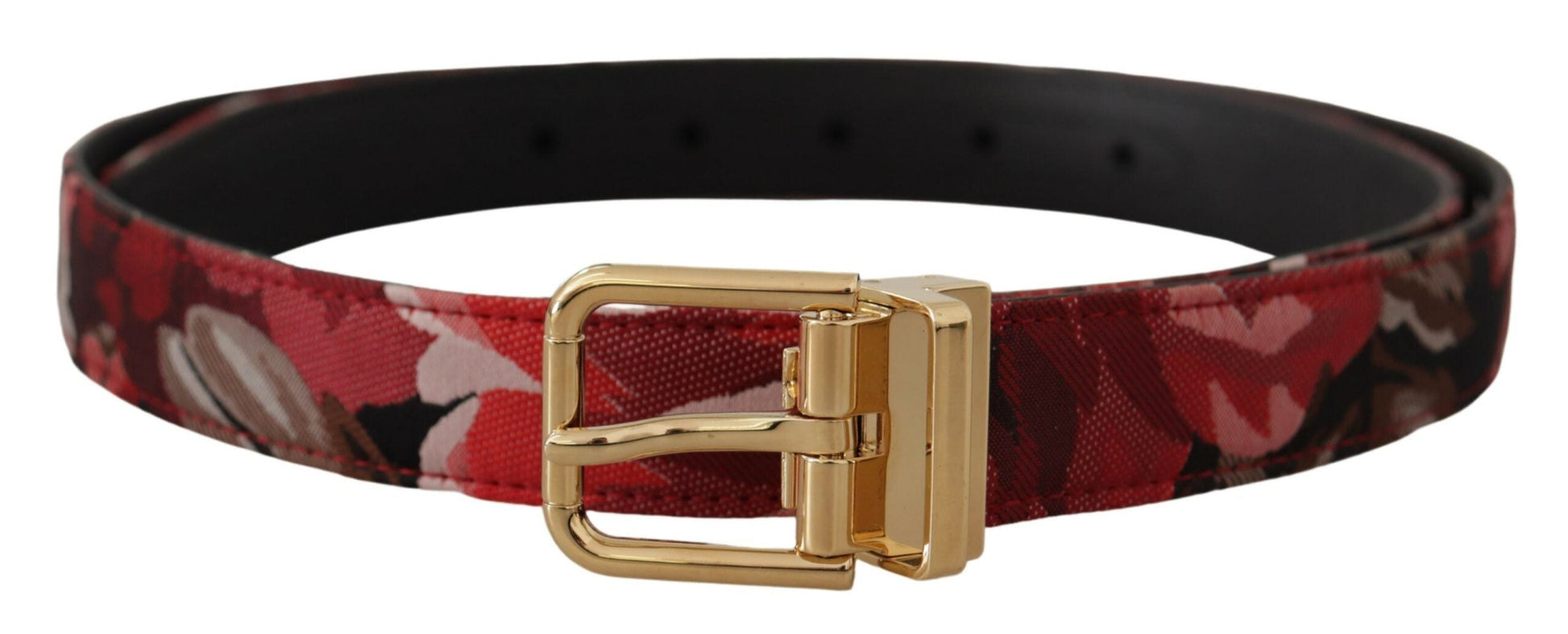 Dolce & Gabbana Red Multicolor Leather Belt with Gold-Tone Buckle - 90 cm / 36 Inches