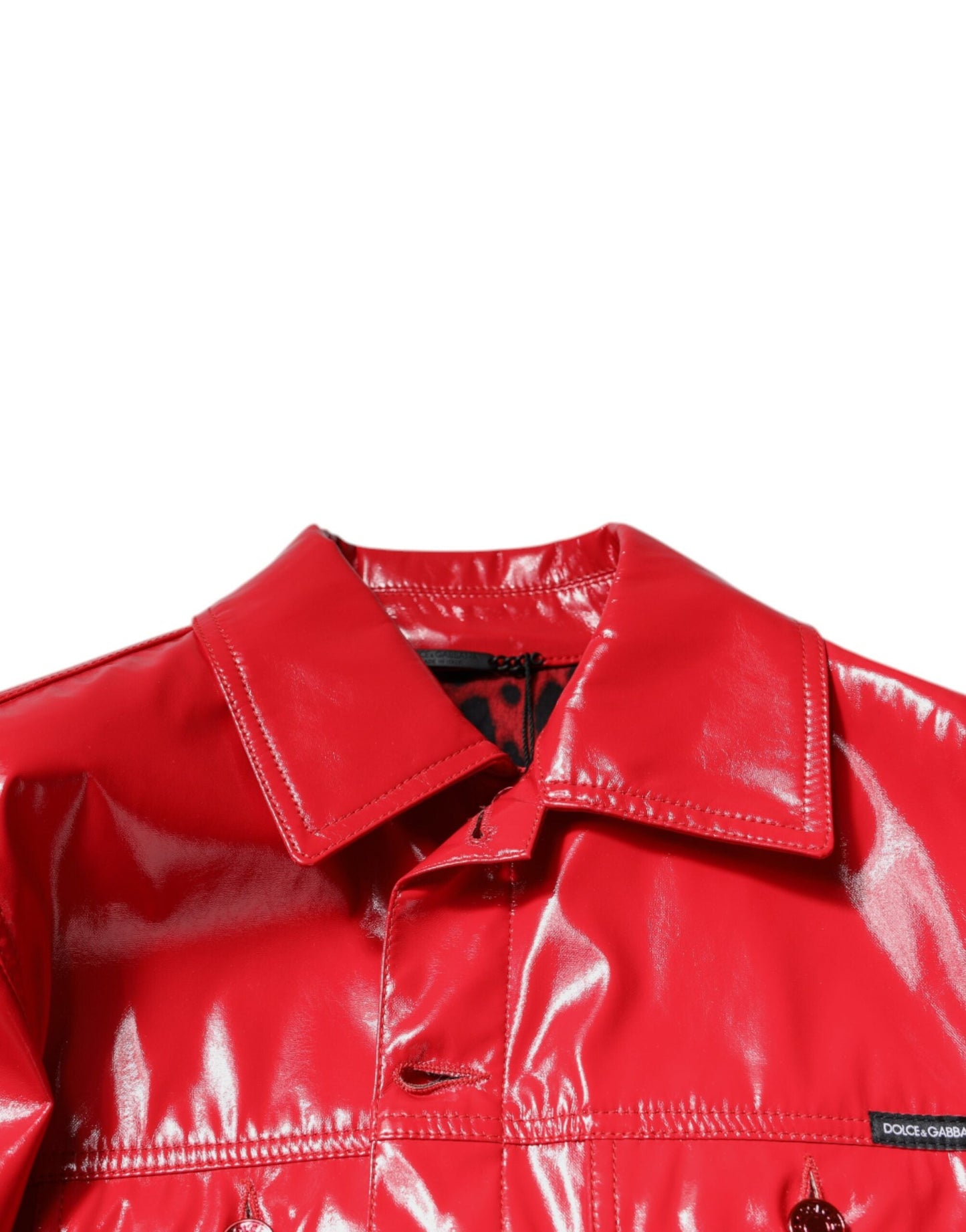 Dolce & Gabbana Red Polyester Button Down Collared Jacket - IT48 | M