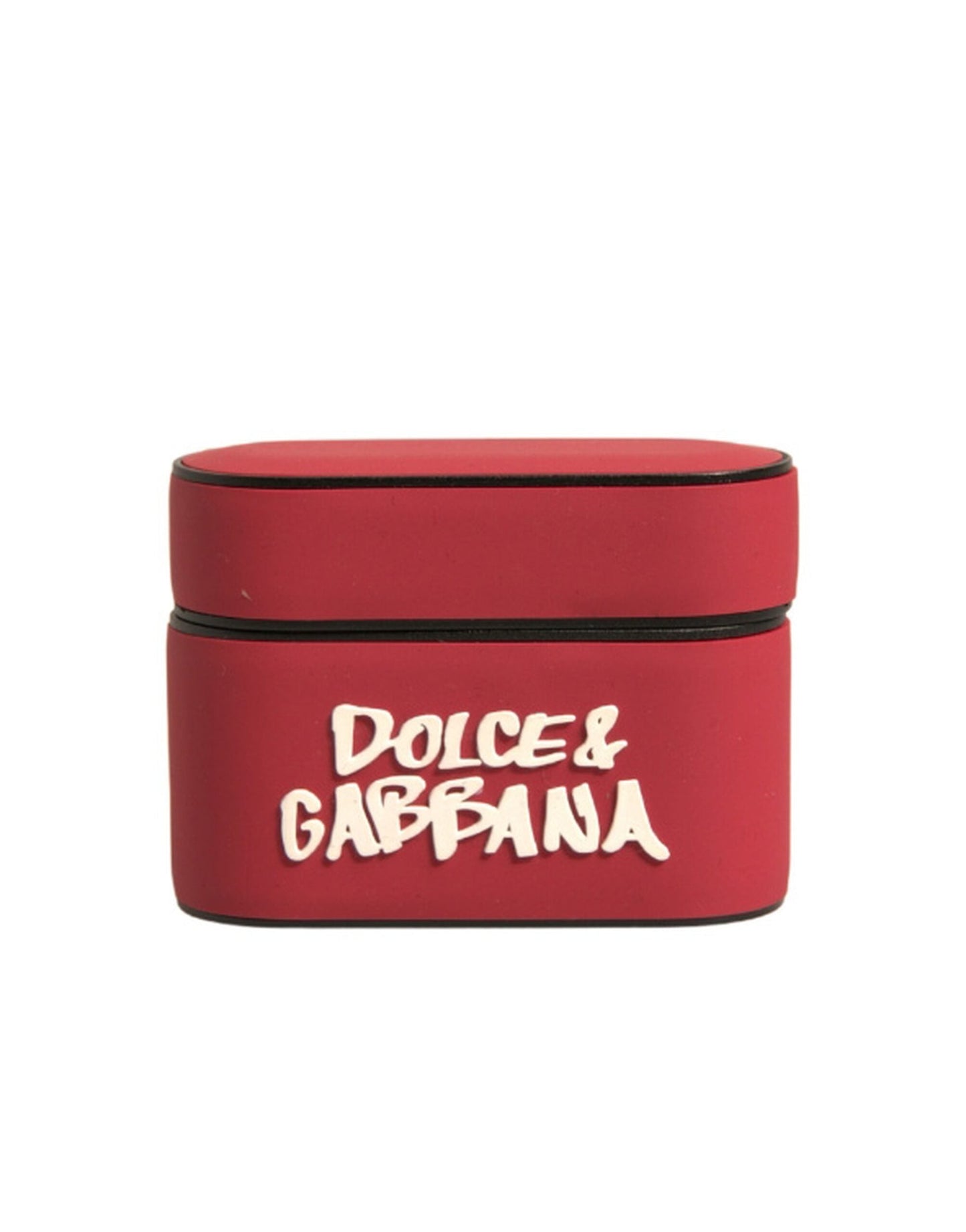 Dolce & Gabbana Red PVC Embossed Logo Plaque Holder Airpods Case