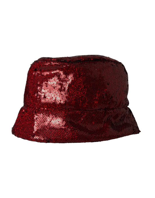 Dolce & Gabbana Red Sequined Nylon Bucket Hat Men - 60 cm|XL