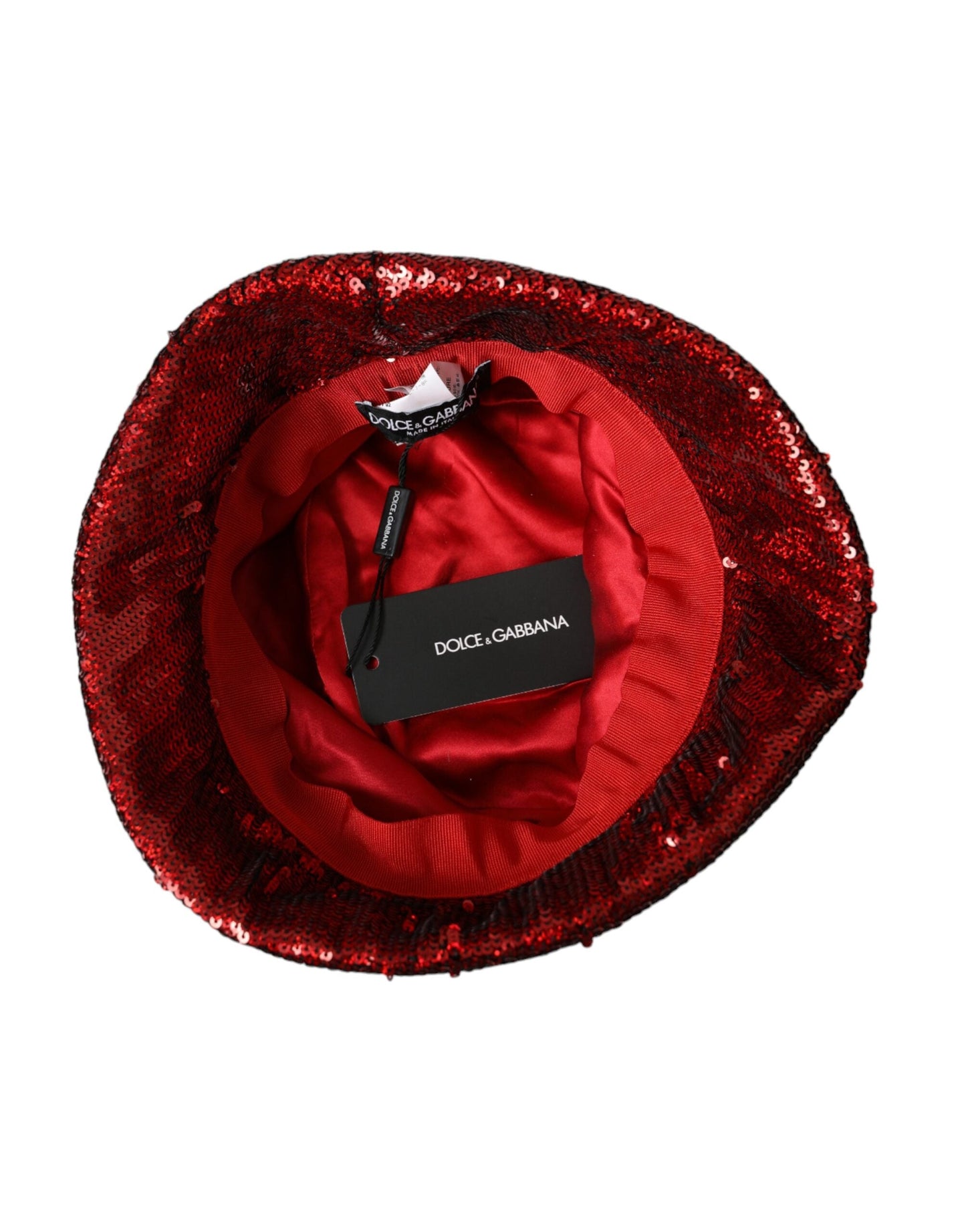 Dolce & Gabbana Red Sequined Nylon Bucket Hat Men - 60 cm|XL