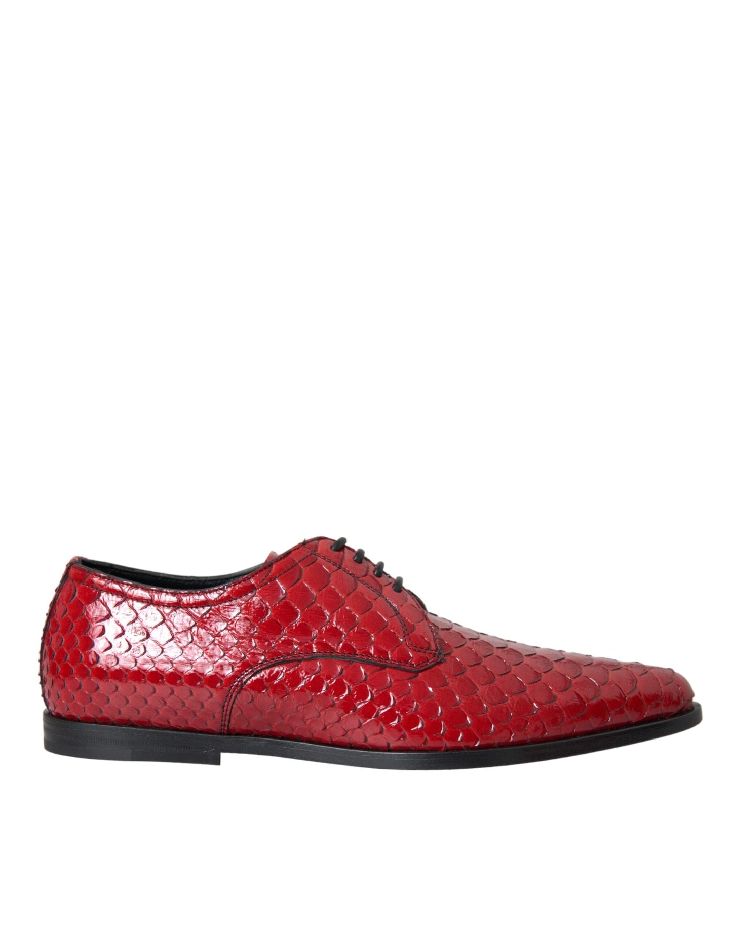 Dolce & Gabbana Red Textured Varnished Derby Men Formal Shoes - EU39/US6