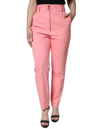 Dolce & Gabbana Rose Pink Polyester High Waist Tapered Pants - IT44 | L