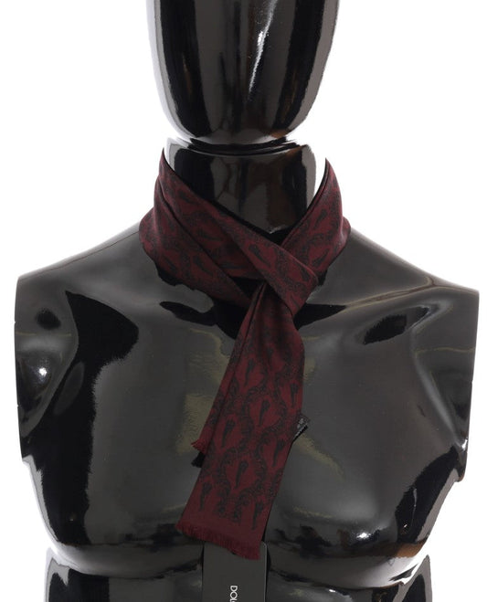 Dolce & Gabbana Silk Bordeaux Crown Chili Print Mens Scarf