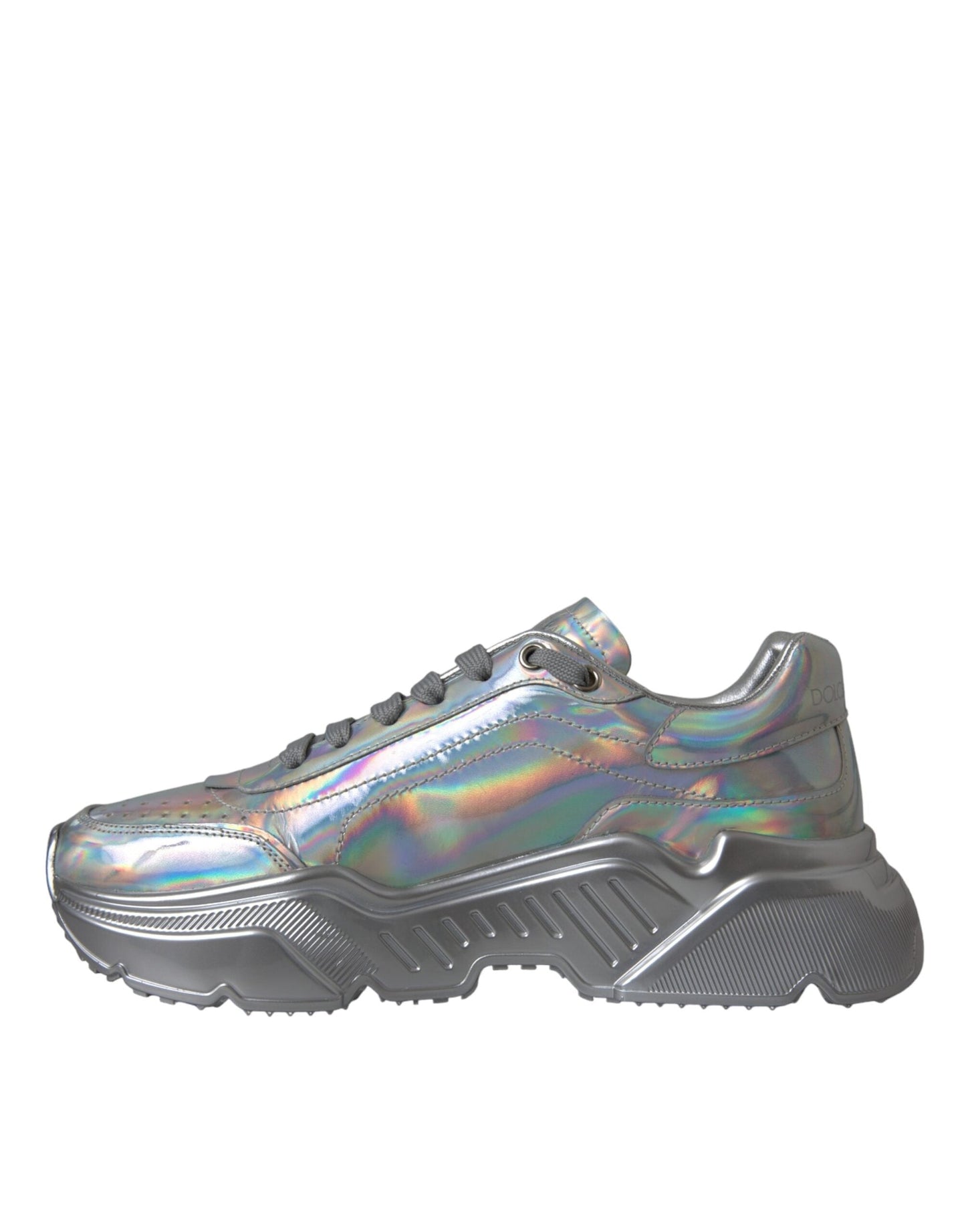 Dolce & Gabbana Silver Iridescent DAYMASTER Leather Sneakers Shoes - EU39/US8.5