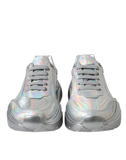 Dolce & Gabbana Silver Iridescent DAYMASTER Leather Sneakers Shoes - EU39/US8.5