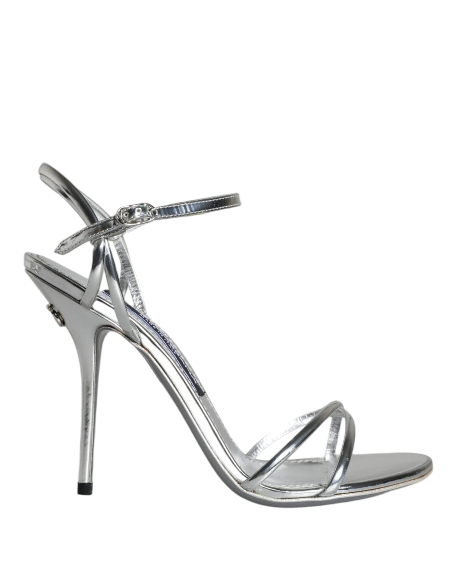 Dolce & Gabbana Silver KEIRA Leather AnkleStrap Sandals Shoes - EU36.5/US6