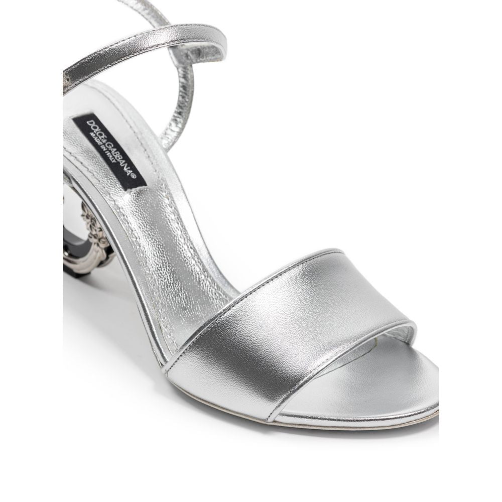 Dolce & Gabbana Silver Leather Sandal - EU37/US7