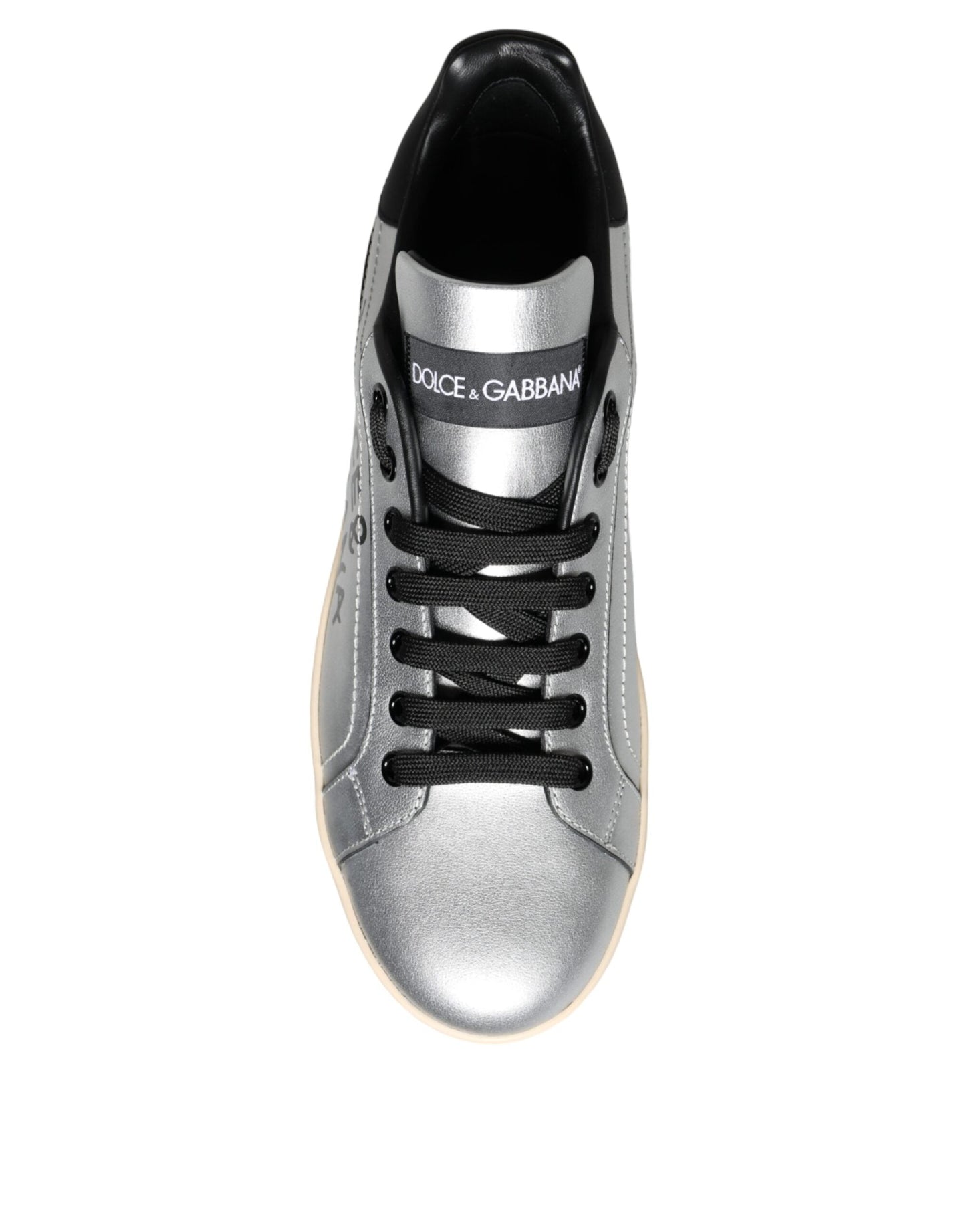 Dolce & Gabbana Silver Portofino Calf Leather Sneakers Shoes - EU36/US6