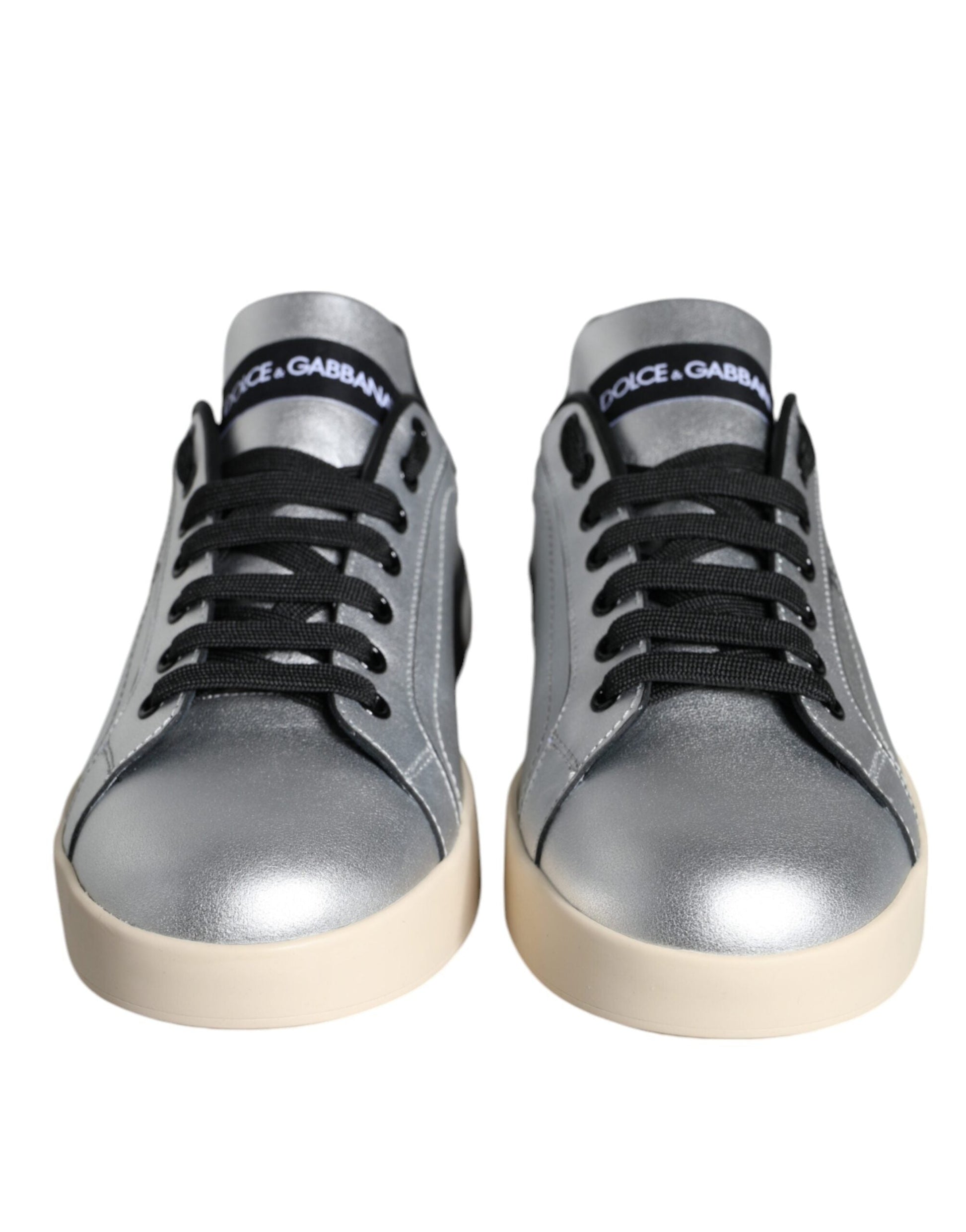 Dolce & Gabbana Silver Portofino Calf Leather Sneakers Shoes - EU36/US6