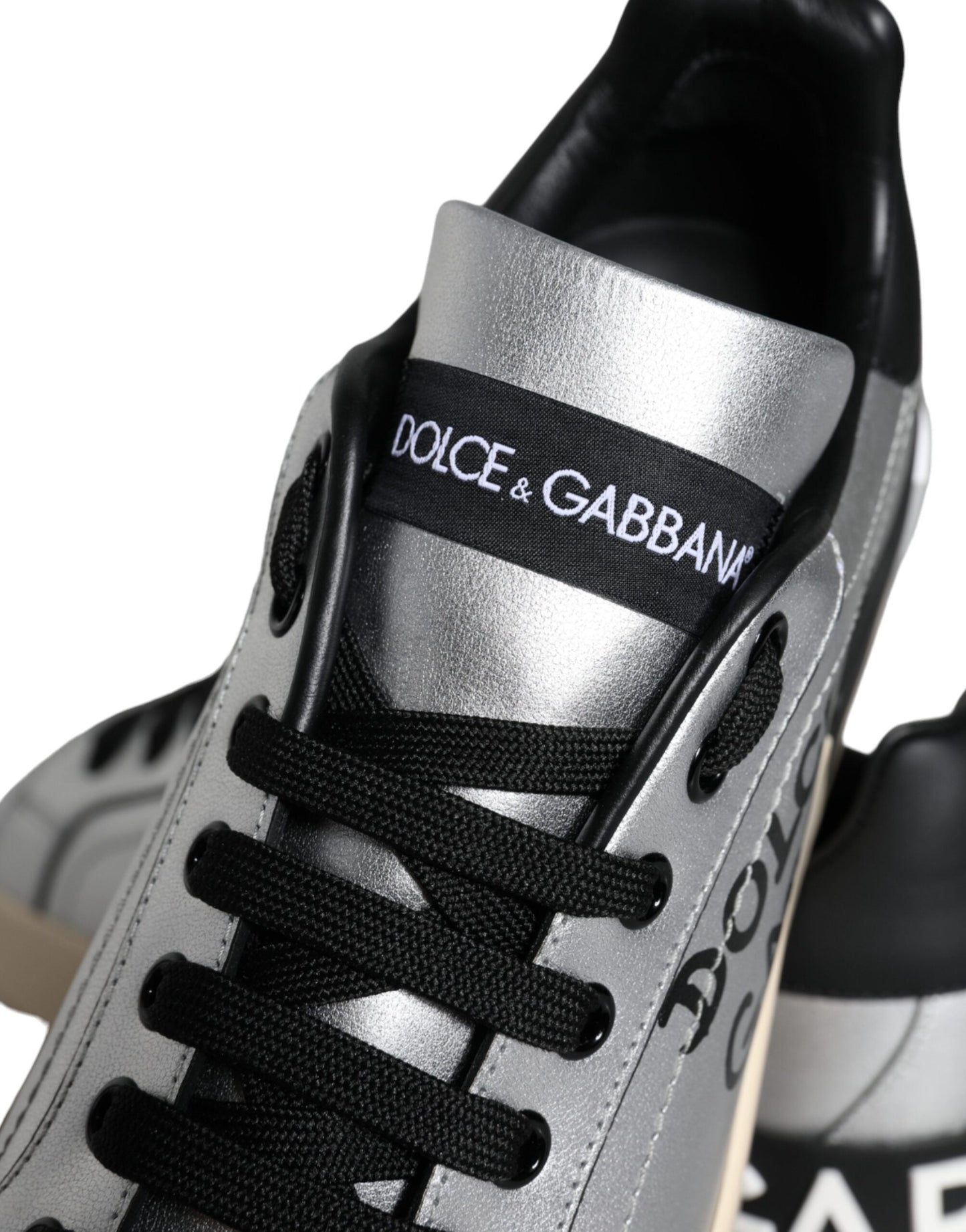 Dolce & Gabbana Silver Portofino Calf Leather Sneakers Shoes - EU36/US6