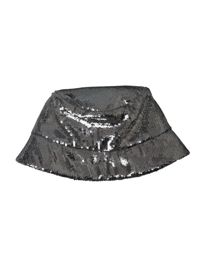 Dolce & Gabbana Silver Sequined Nylon Bucket Hat Men - 60 cm|XL