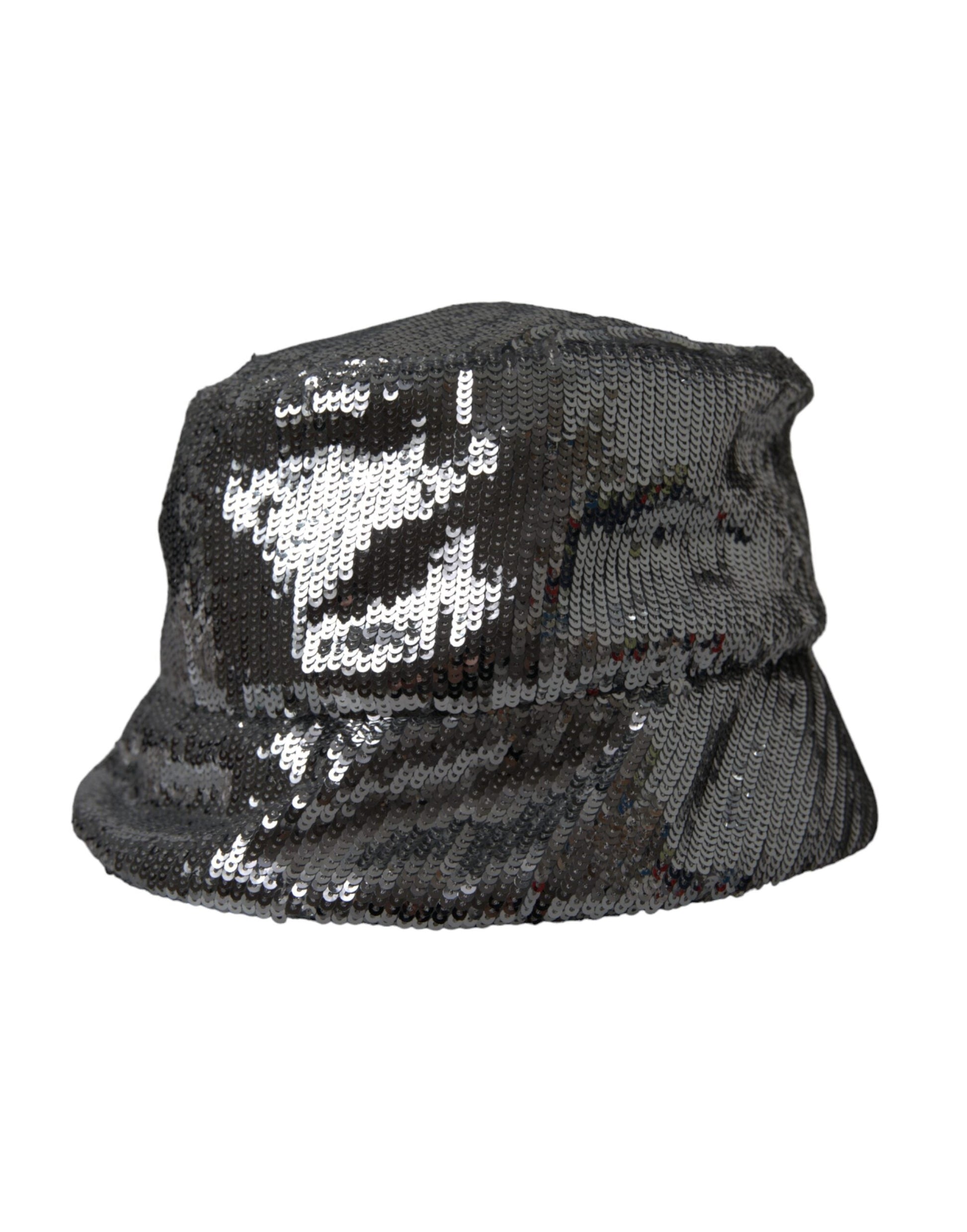 Dolce & Gabbana Silver Sequined Nylon Bucket Hat Men - 60 cm|XL