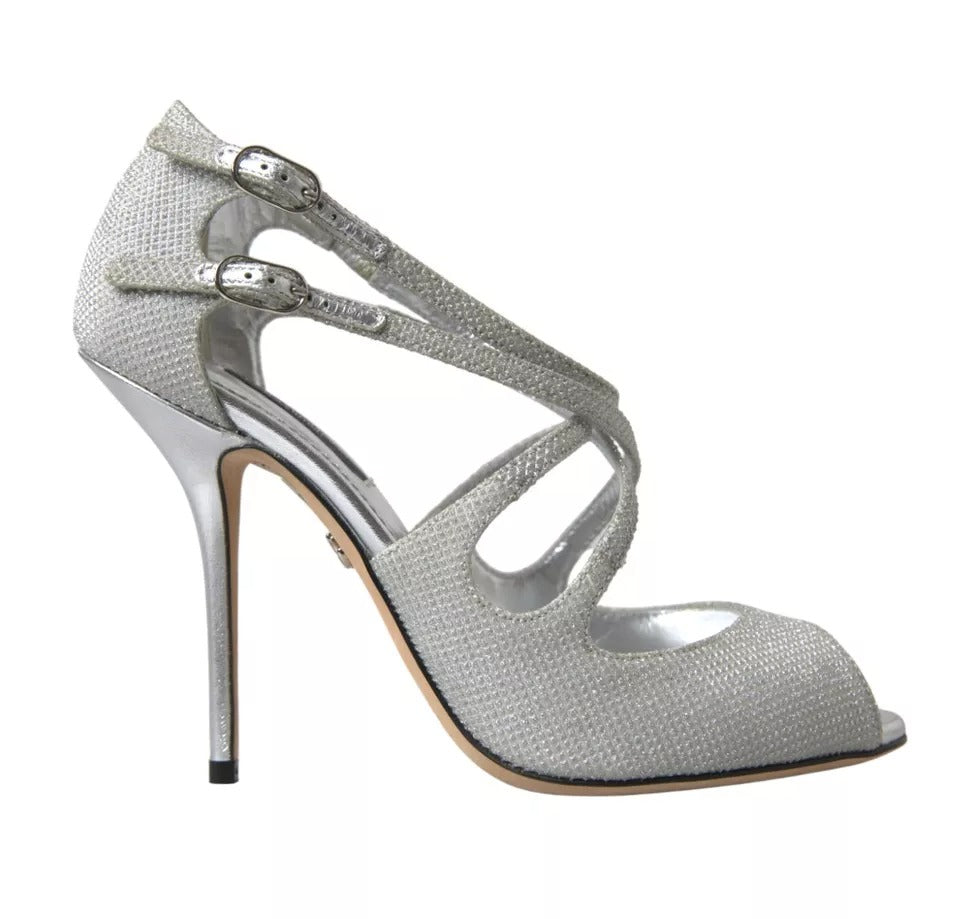 Dolce & Gabbana Silver Shimmers Sandals Heel Pumps Shoes - EU40.5/US10.5