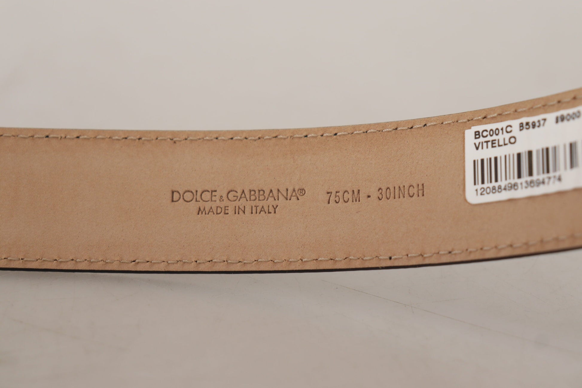 Dolce & Gabbana Sleek Black Authentic Leather Belt - 75 cm / 30 Inches