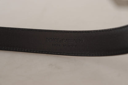 Dolce & Gabbana Sleek Black Leather Belt with Metal Buckle - 75 cm / 30 Inches