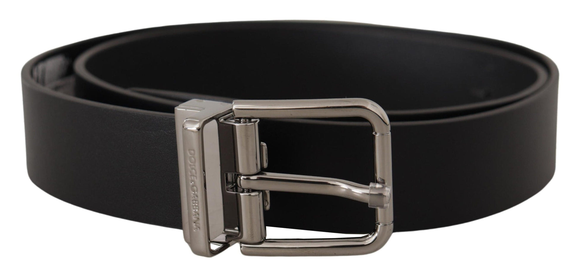 Dolce & Gabbana Sleek Black Leather Belt with Metal Buckle - 75 cm / 30 Inches